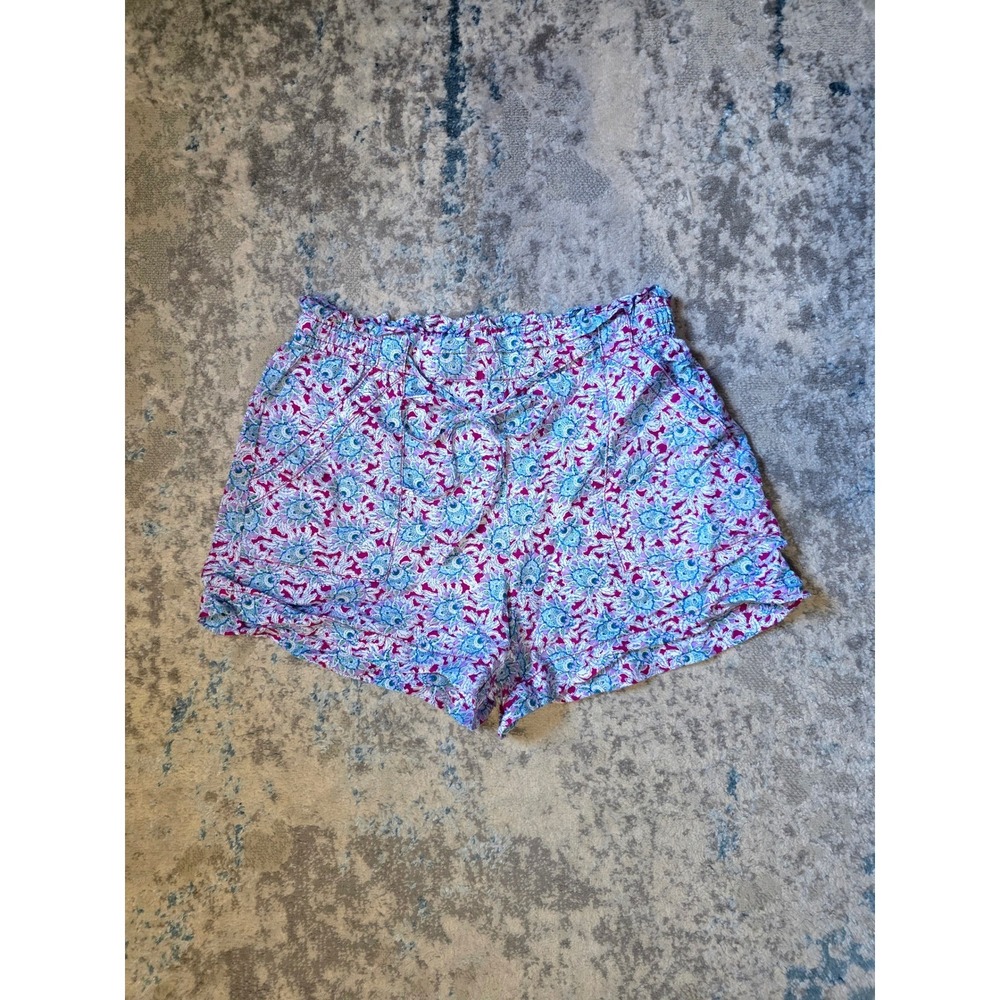 LOFT Womens Size Small Linen Blend Pull On Floral Shorts Preppy Resortwear Beach
